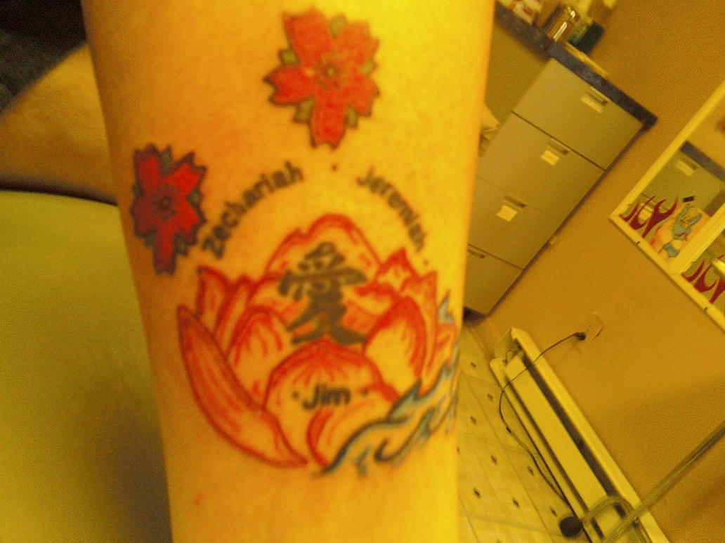 lotus flower and kanji tattoo