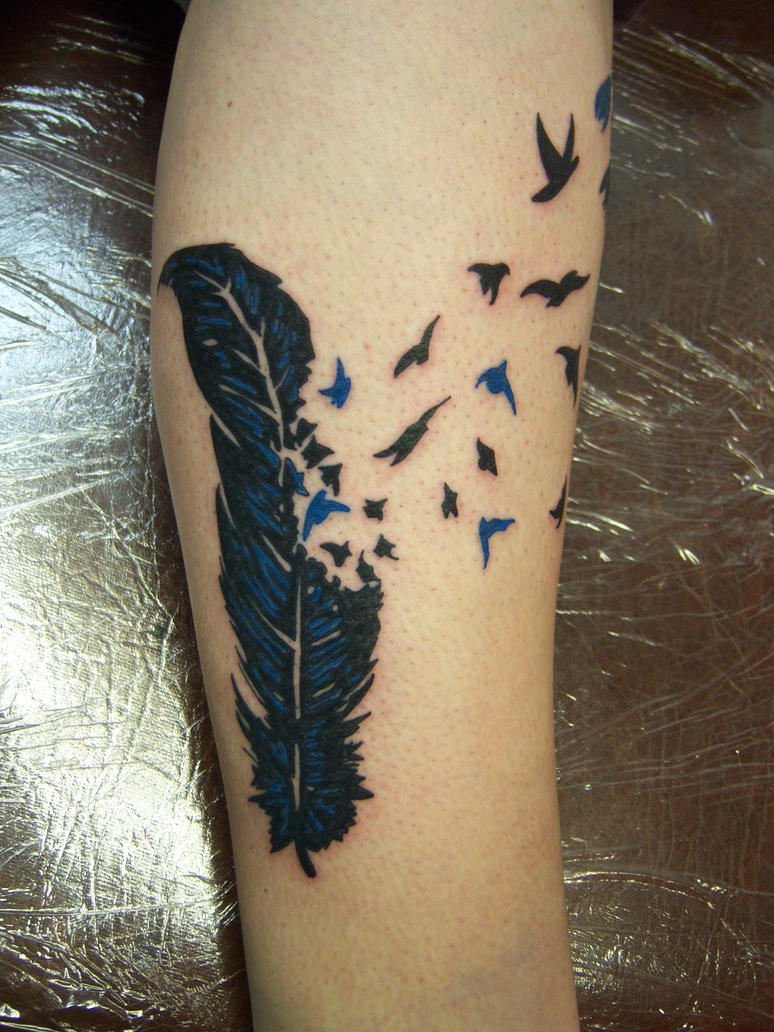 Calf Feather Tattoo Picture 3