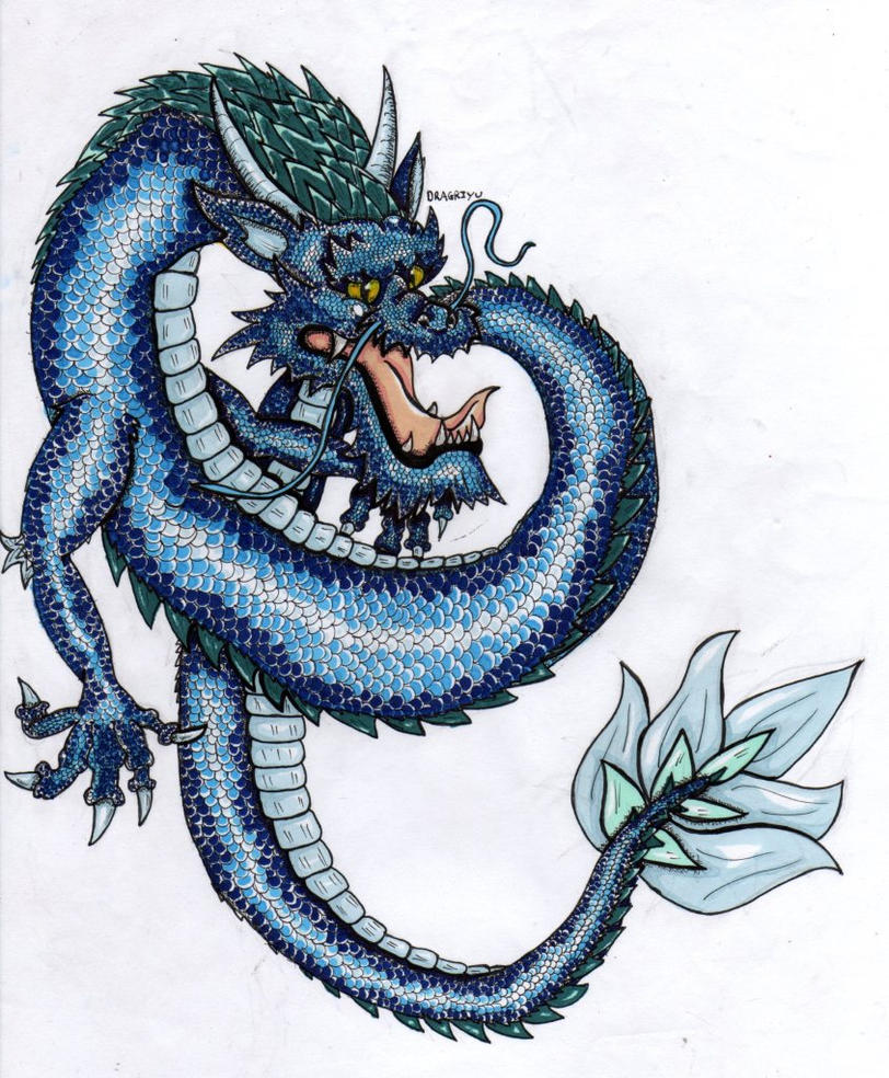 Subaqueous Dragon - shoulder tattoo