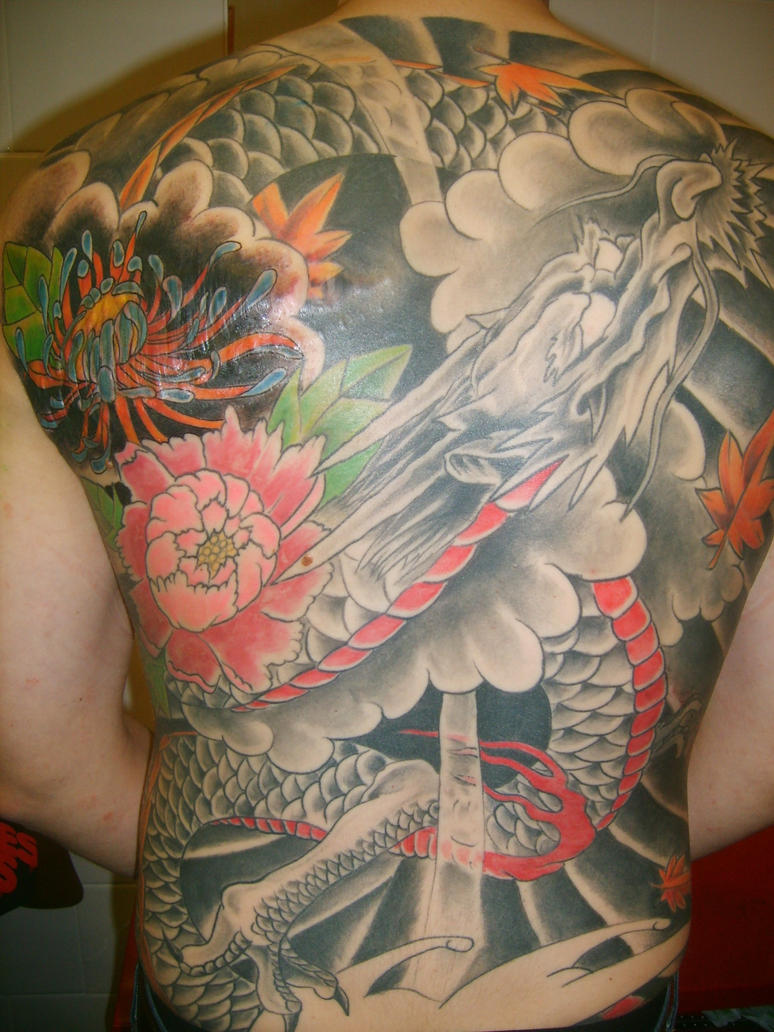 Full Back Piece Japanese Dragon Tattoo Design Picture 2