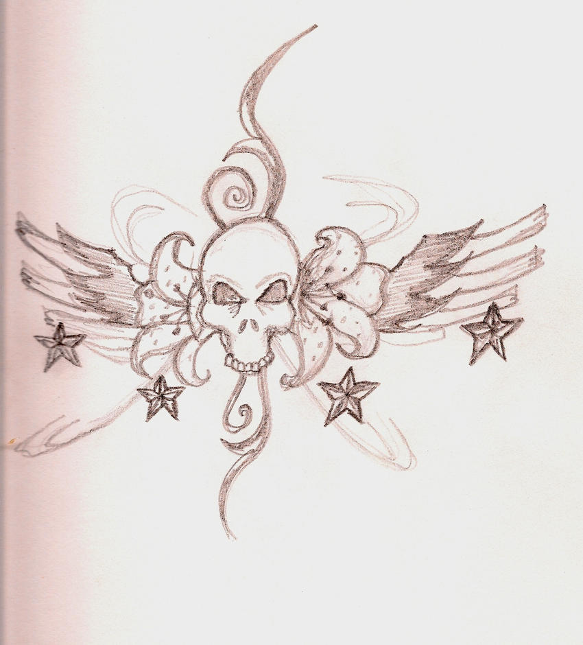 x.x Skull and Stars Design x.x | Flower Tattoo