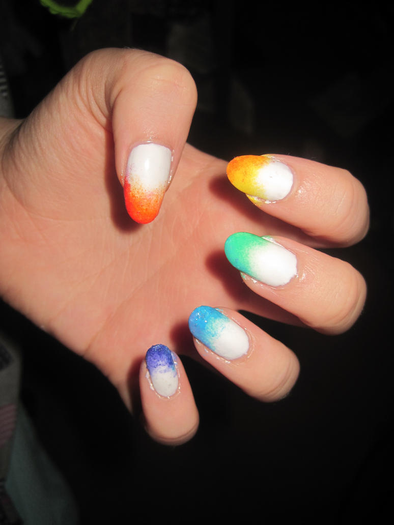 Rainbow gradient nail art by pieinyofacefoo