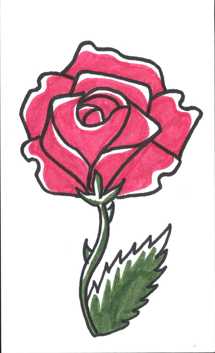 Simple Pink Rose Drawing