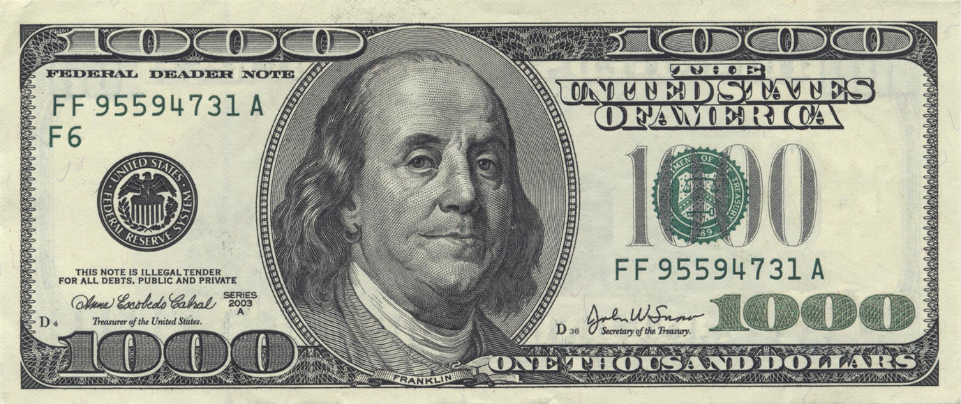 1000 Dollar Bill by NoTech4U on DeviantArt