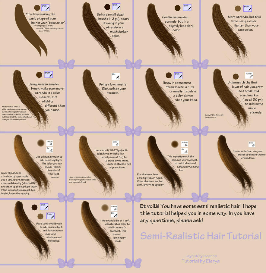 SemiRealistic Hair A SAI Tutorial by Elerya on DeviantArt