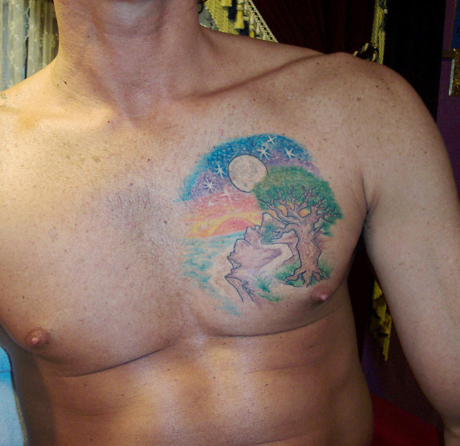 Chest Piece Pre Cover up - chest tattoo
