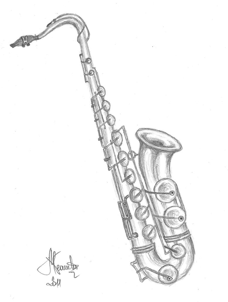 Saxophone Drawing Sketch Coloring Page