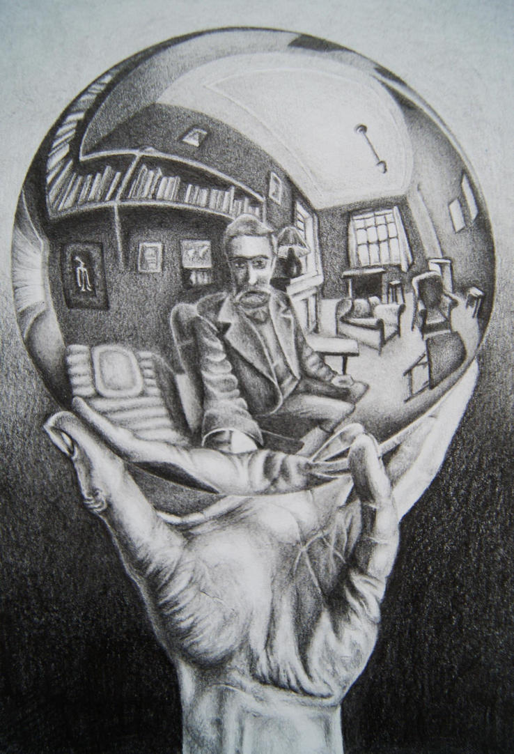 m c escher hand with reflecting sphere by borcolor d5qibhs